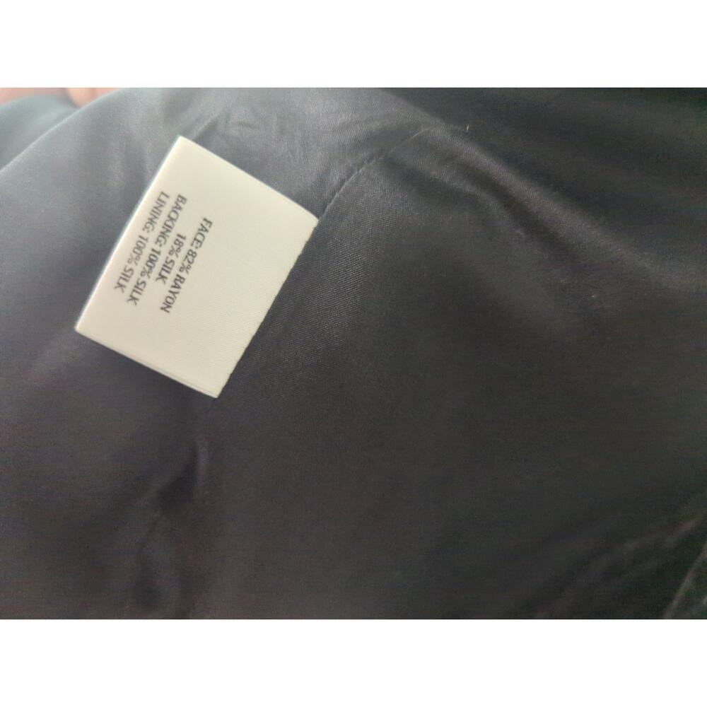 Eileen Fisher velvet textured quilted blue gray lattice open front blazer - Picture 8 of 9